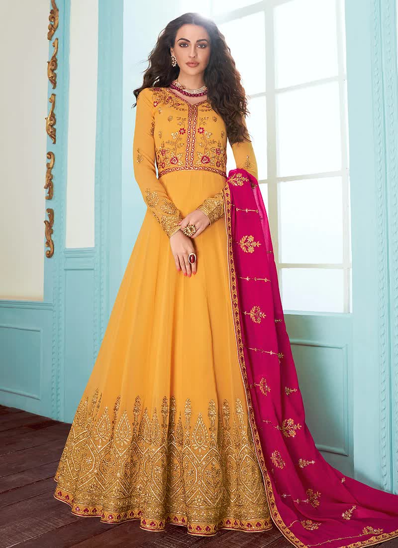 Pink Embroidered Designer Anarkali Suit 