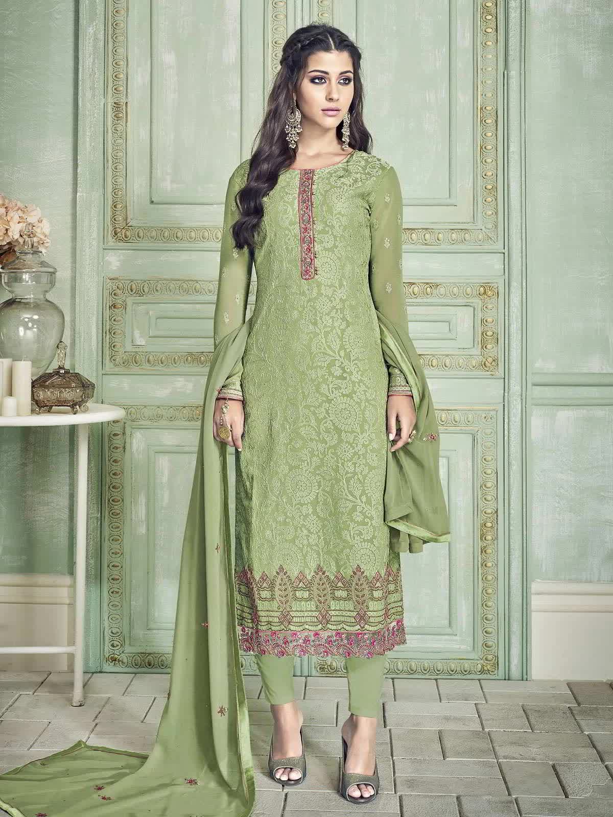 Mint Green Embroidered Pakistani Pant Suit | ubicaciondepersonas.cdmx ...