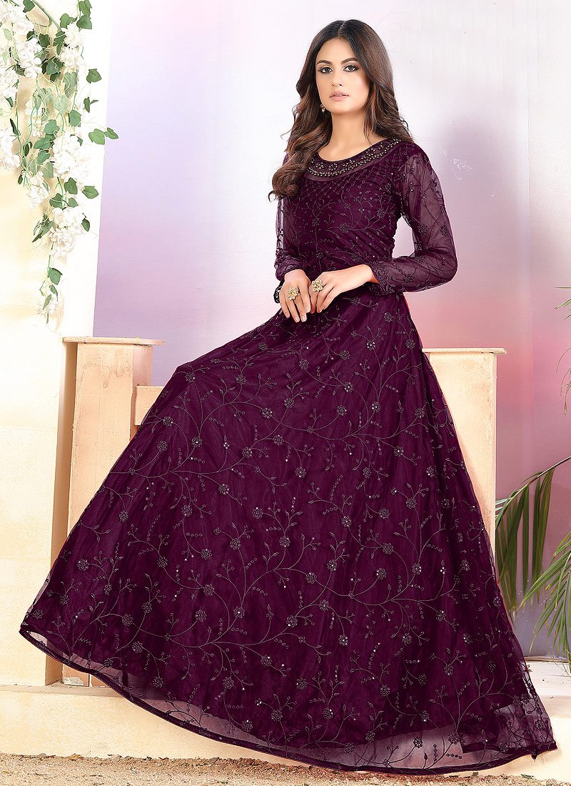 Purple Gorgeous Net Anarkali Suit 