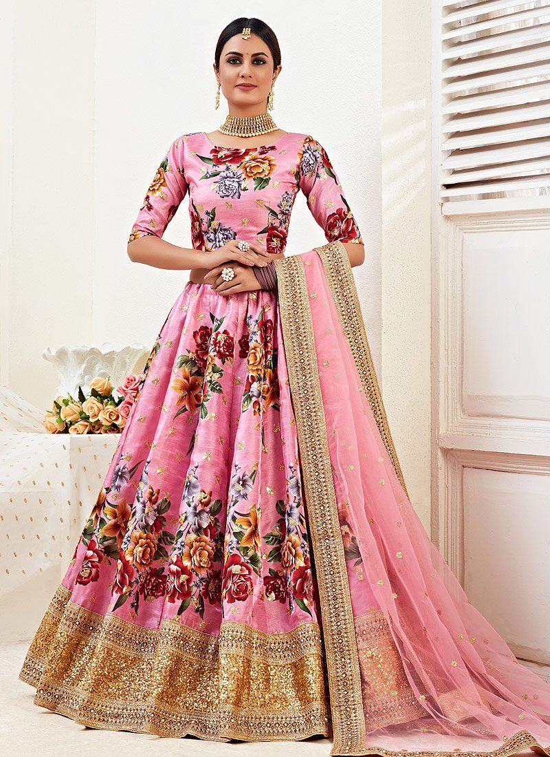 Pink Golden Work Wedding Lehenga Choli 