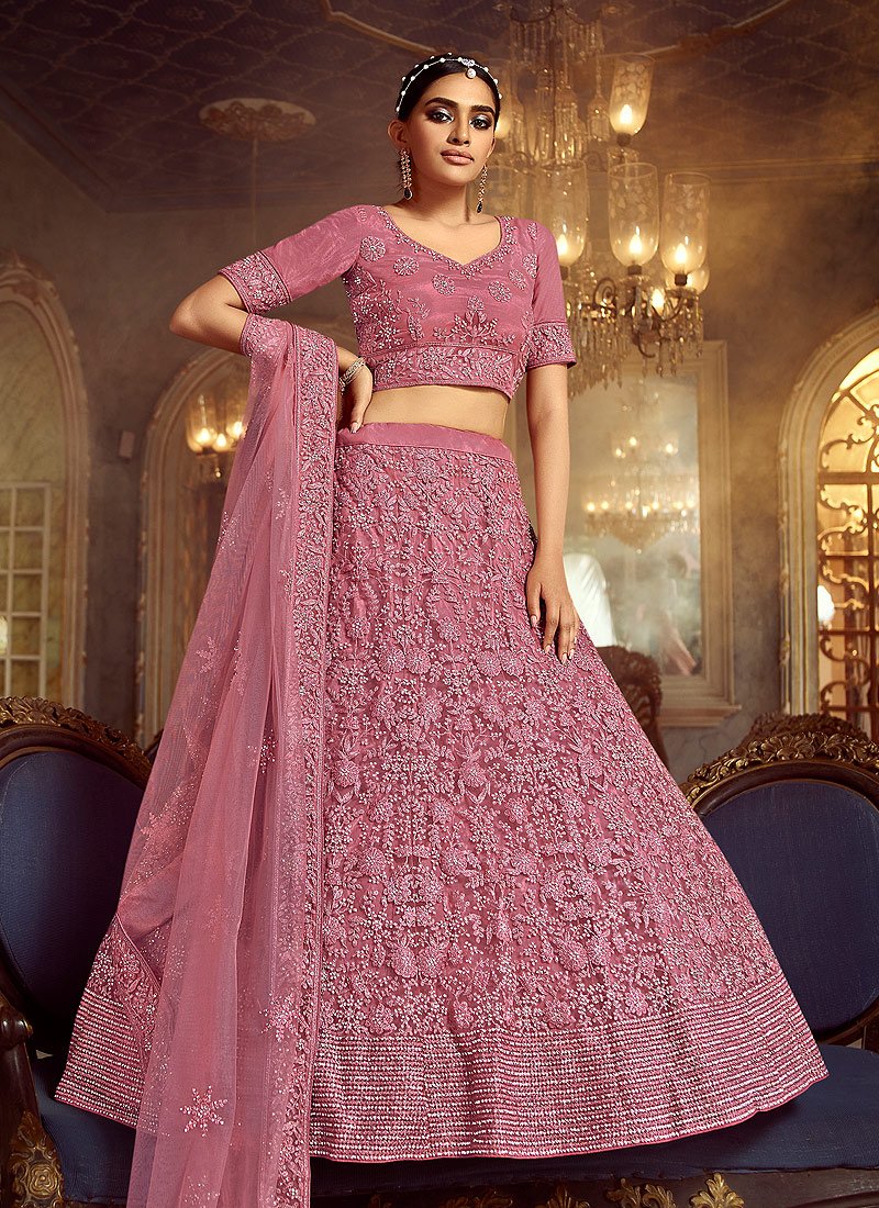 Buy Pink Banarasi Brocked Ethnic Wear Cotton Inner Stylish Lehenga Choli  Online From Wholesalez.