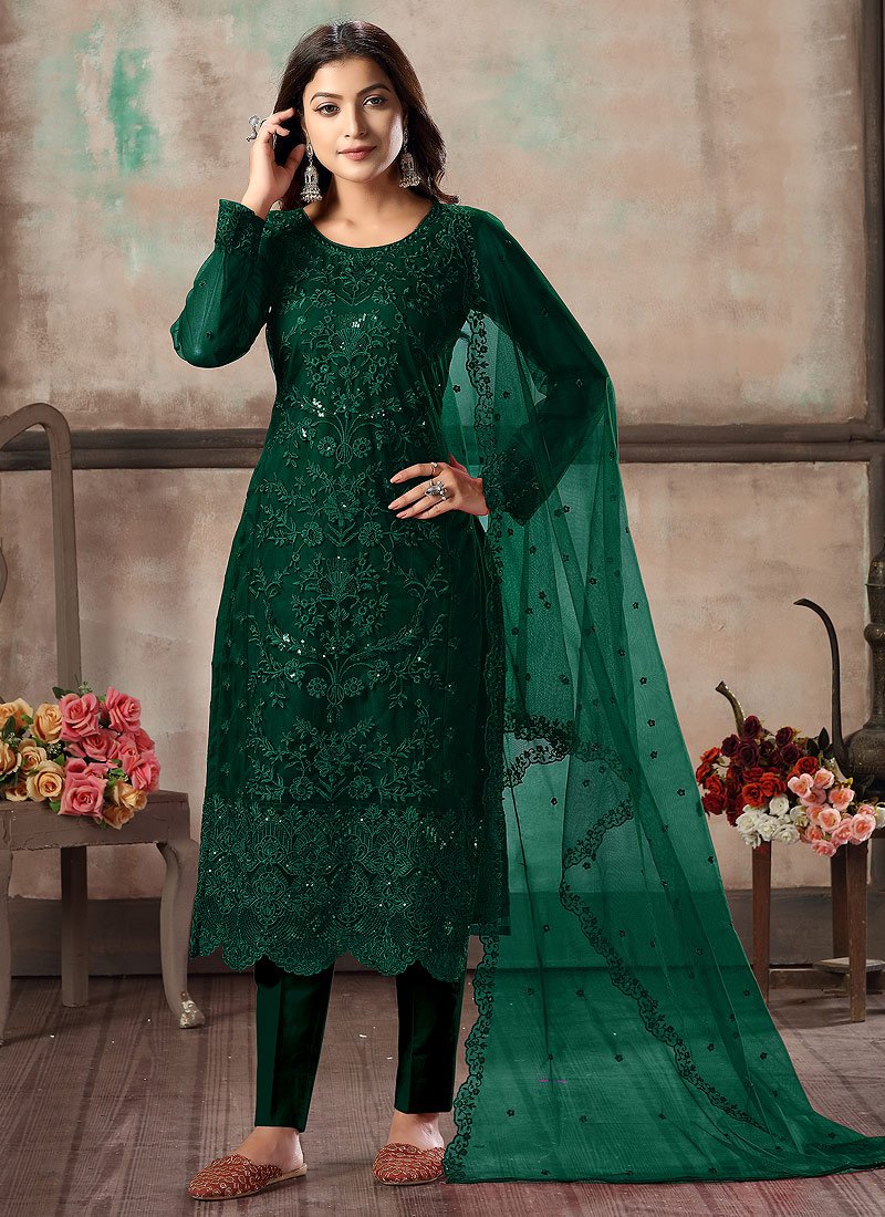 Buy online Dark Green Cotton Anarkali Suit Set for women at best price at  bibain  SKDCHARMING7480A