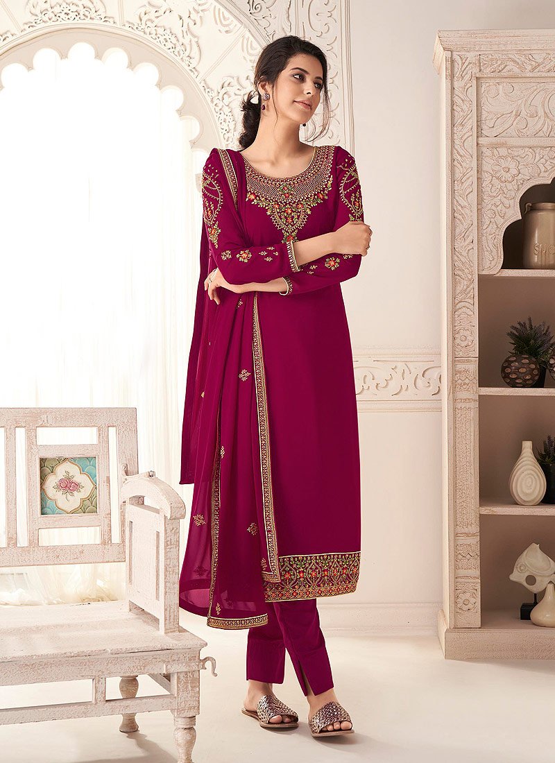 Maroon Heavy Embroidered Pakistani 