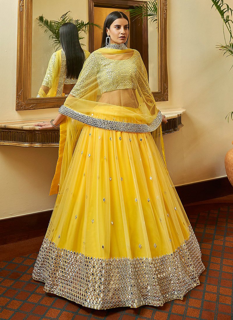 Magnificent Bride Wear Silk Lehenga Choli In Red - Yellow