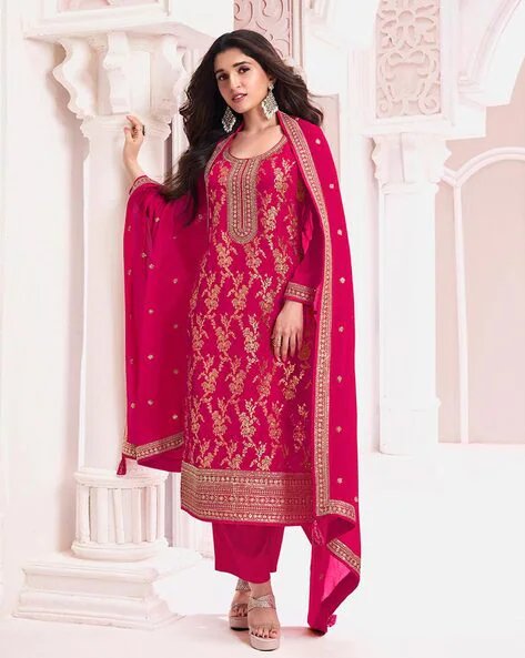Rani Pink Embroidered Pakistani Pant Suit. - Indian Heavy Anarkali Lehenga  Gowns Sharara Sarees Pakistani Dresses in USA/UK/Canada/UAE - IndiaBoulevard