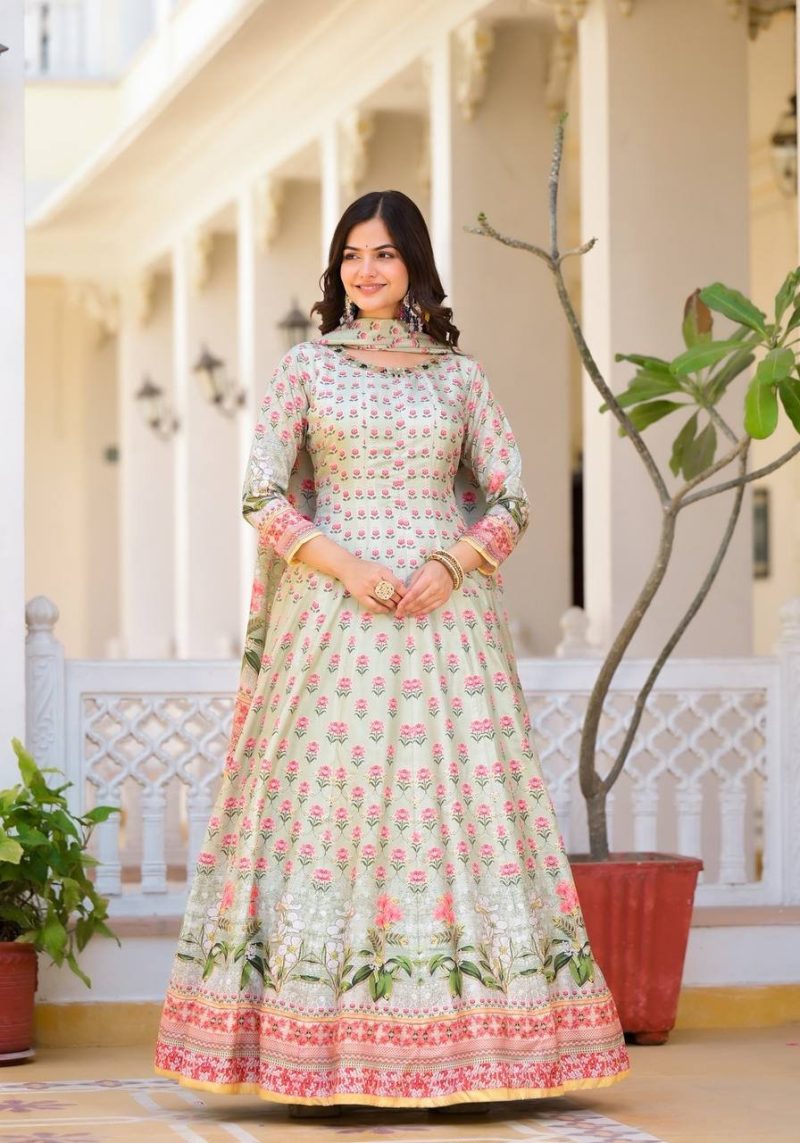 green emerald velvet dress Pista Green Dola Silk Saree with Embroidered Blouse – South India Shopping  Mall main image 1