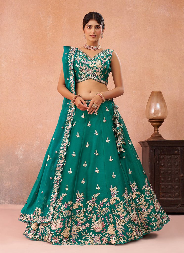 Green Heavy Embroidered Wedding Special Bridal Lahenga Choli. - Indian  Heavy Anarkali Lehenga Gowns Sharara Sarees Pakistani Dresses in  USA/UK/Canada/UAE - IndiaBoulevard