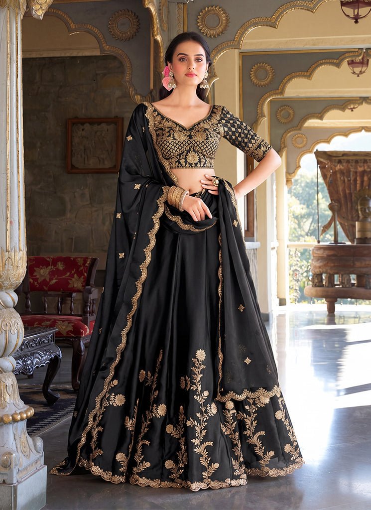 Black Sequence Embroidered Festive/ Partywear Lehenga Choli