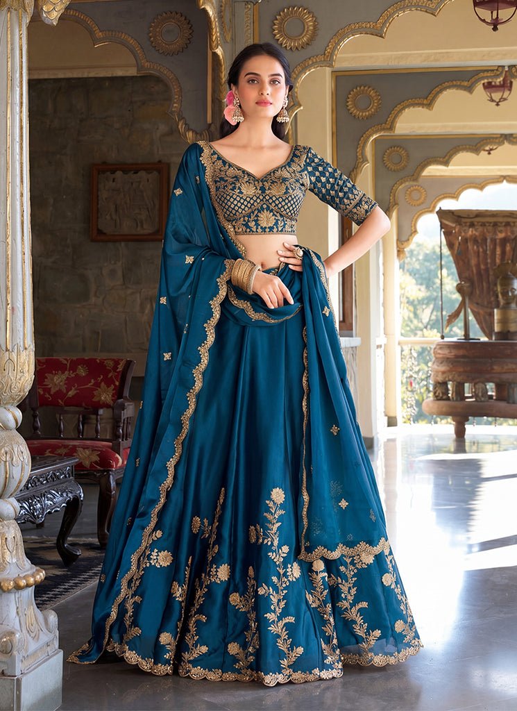 Royal Blue Sequence Embroidered Festive/ Partywear Lehenga Choli