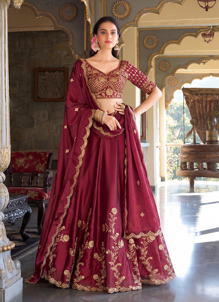 Red Sequence Embroidered Festive/ Partywear Lehenga Choli
