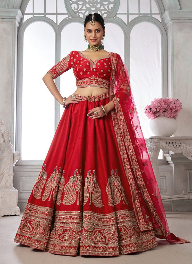 Red Heavy Embroidered Bridal Lehenga Choli