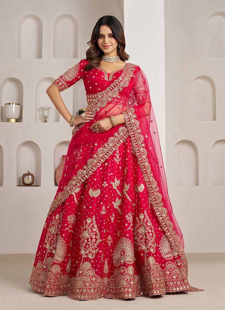 Pink Heavy Embroidered Bridal Lehenga Choli