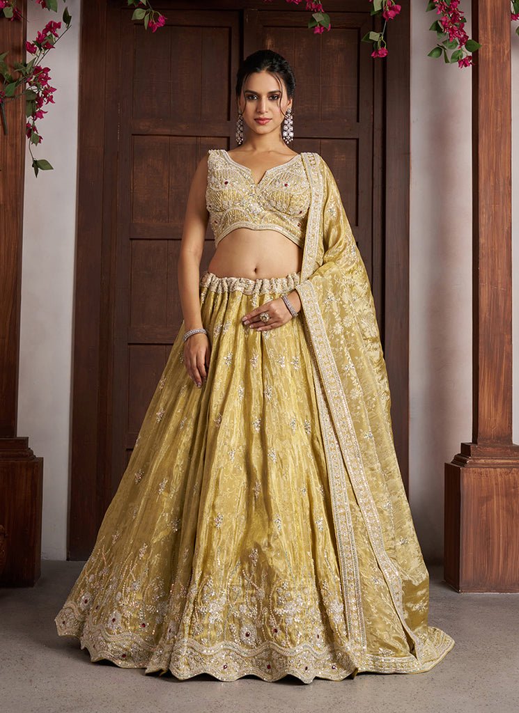 Yellow Heavy Embroidered Bridal Lehenga Choli