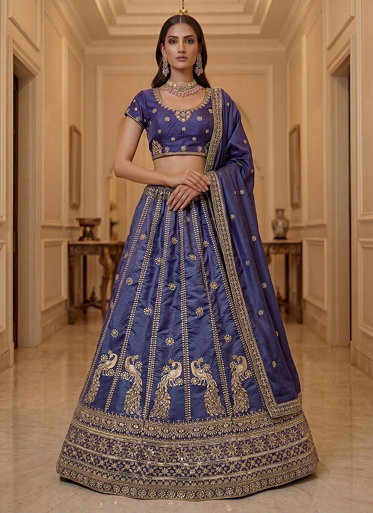 Violet Heavy Embroidered Bridal Lehenga Choli